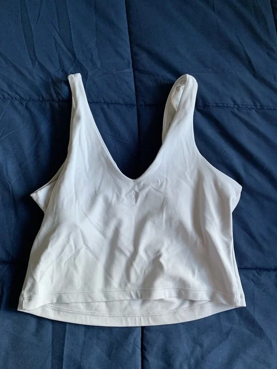 Athleta Light Grey V-Neck Sports Bra Tank Size Medium - Picture 2 of 5
